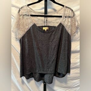 Princess Vera Wang Charcoal Top with Lace Sleeves (BIN4)